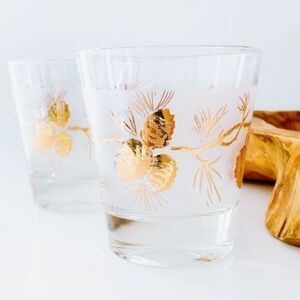 Vintage Frosted Pinecone Glasses Dominion Glass